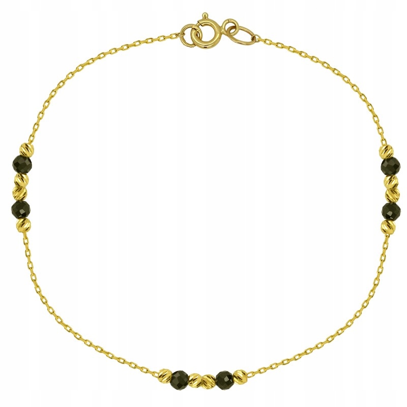 Złota bransoletka z czarnymi Onyksami pr. 585