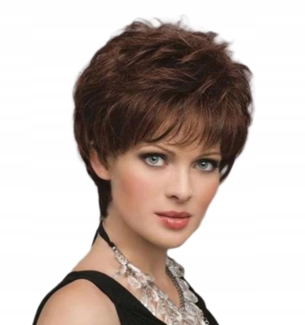 Dámské paruky Paruka Přírodní syntetické vlasy Tmavě hnědá čepice zdarma