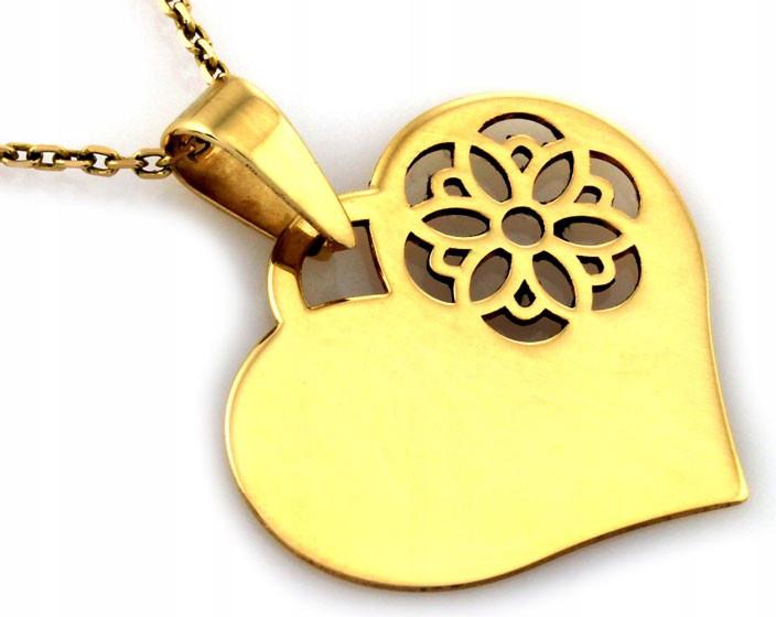 Zlatý přívěsek 585 srdíčko s prolamovaným květem přívěsek na řetízek