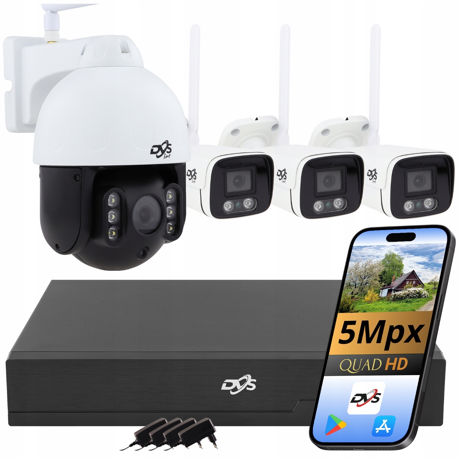 Sada Wifi Kamier Do Domu, 3 Kamery 1 Otočná Vonkajšia Kamera Camhi Pro