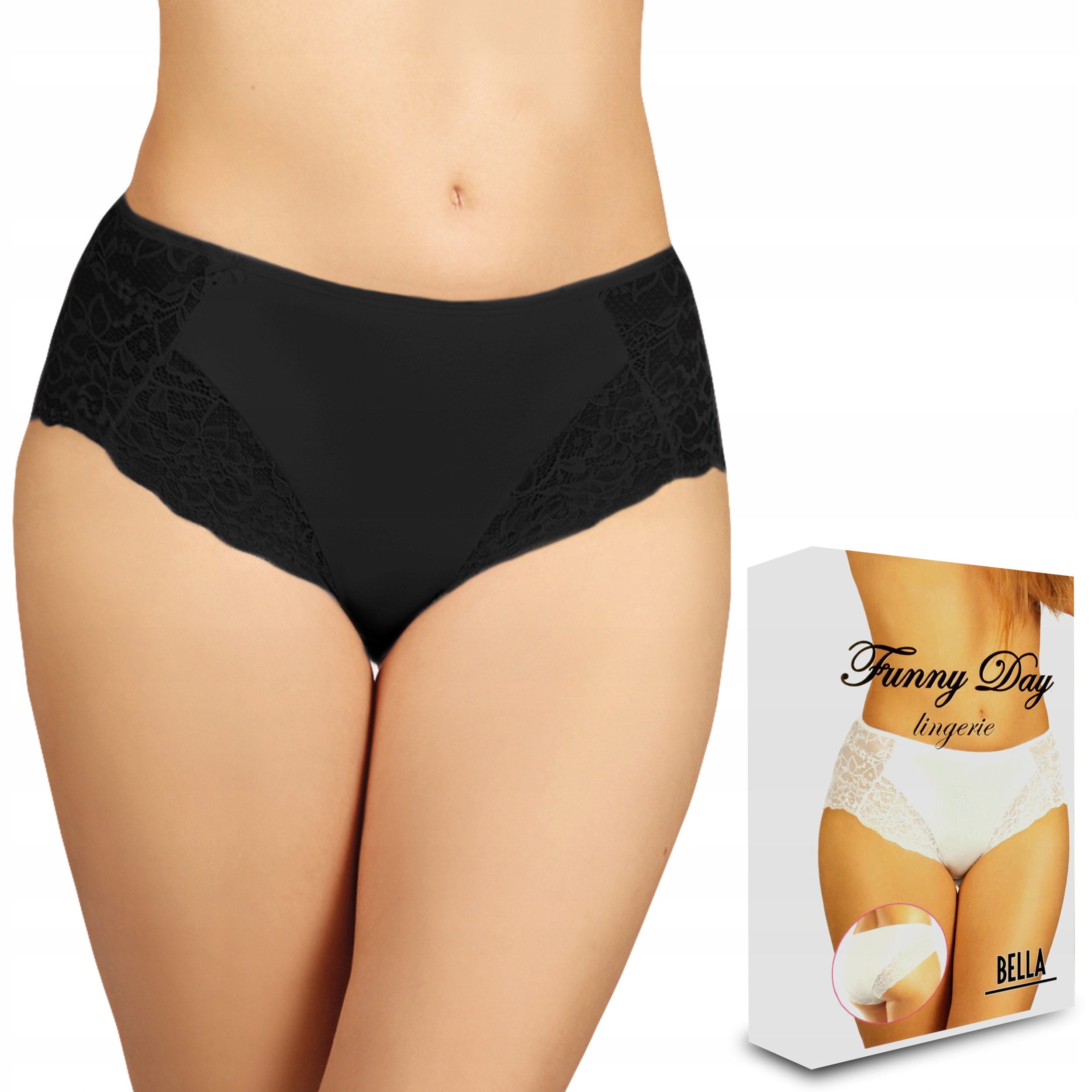 

Funny Day Bella Figi Koronkowe Bawełna Czarny 3XL