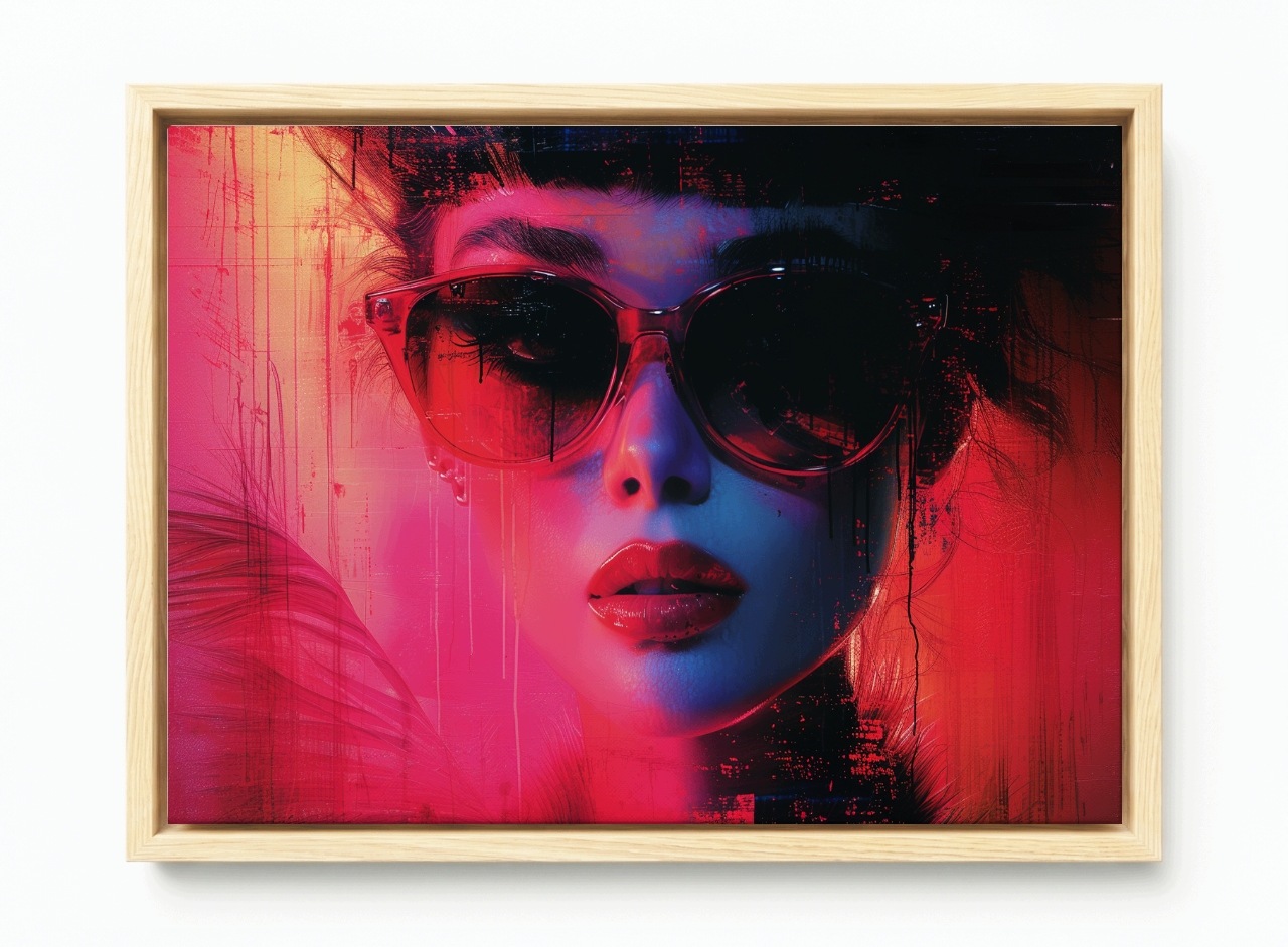 Obraz Rám American Box Portrét Žena Glamour Fashion Neon Urban 60x40