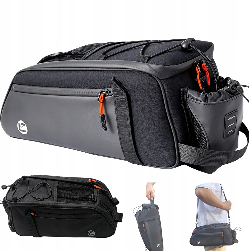 Czarna Torba Rowerowa 38X16.5X16.5CM 8L Na Bagażnik Tylny