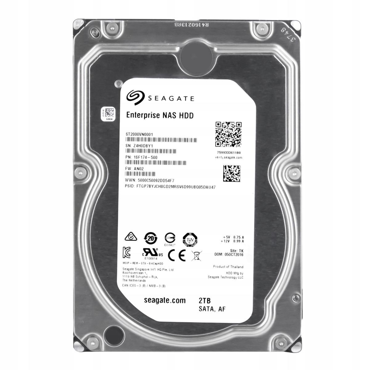 Seagate Enterprise Nas Hdd 2TB 7.2K 128MB Sata III 3.5'' ST2000VN0001