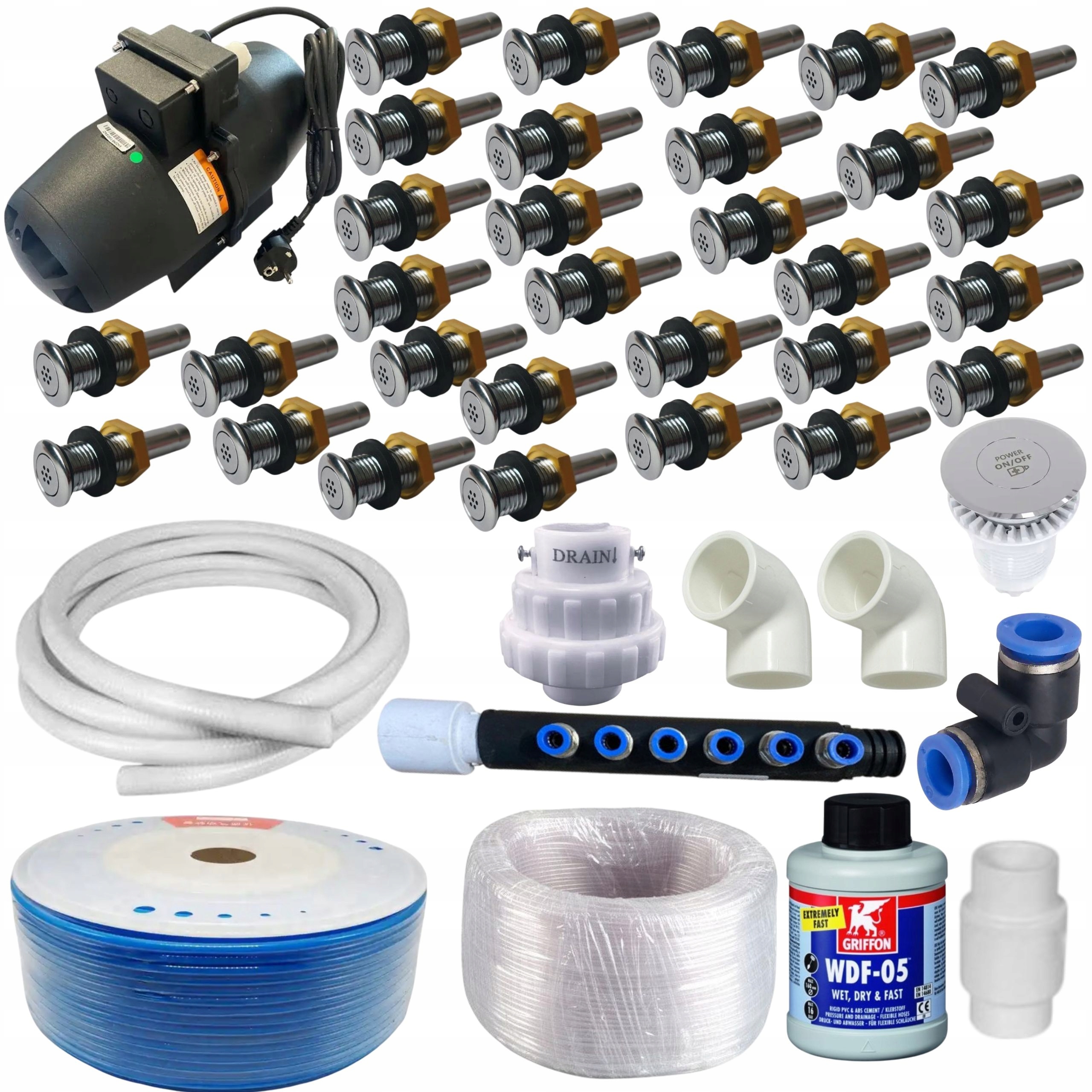 Aeromasáž 1000W 30 Trysek Vzduchová masáž Jacuzi Spa Zahradní bali Sada