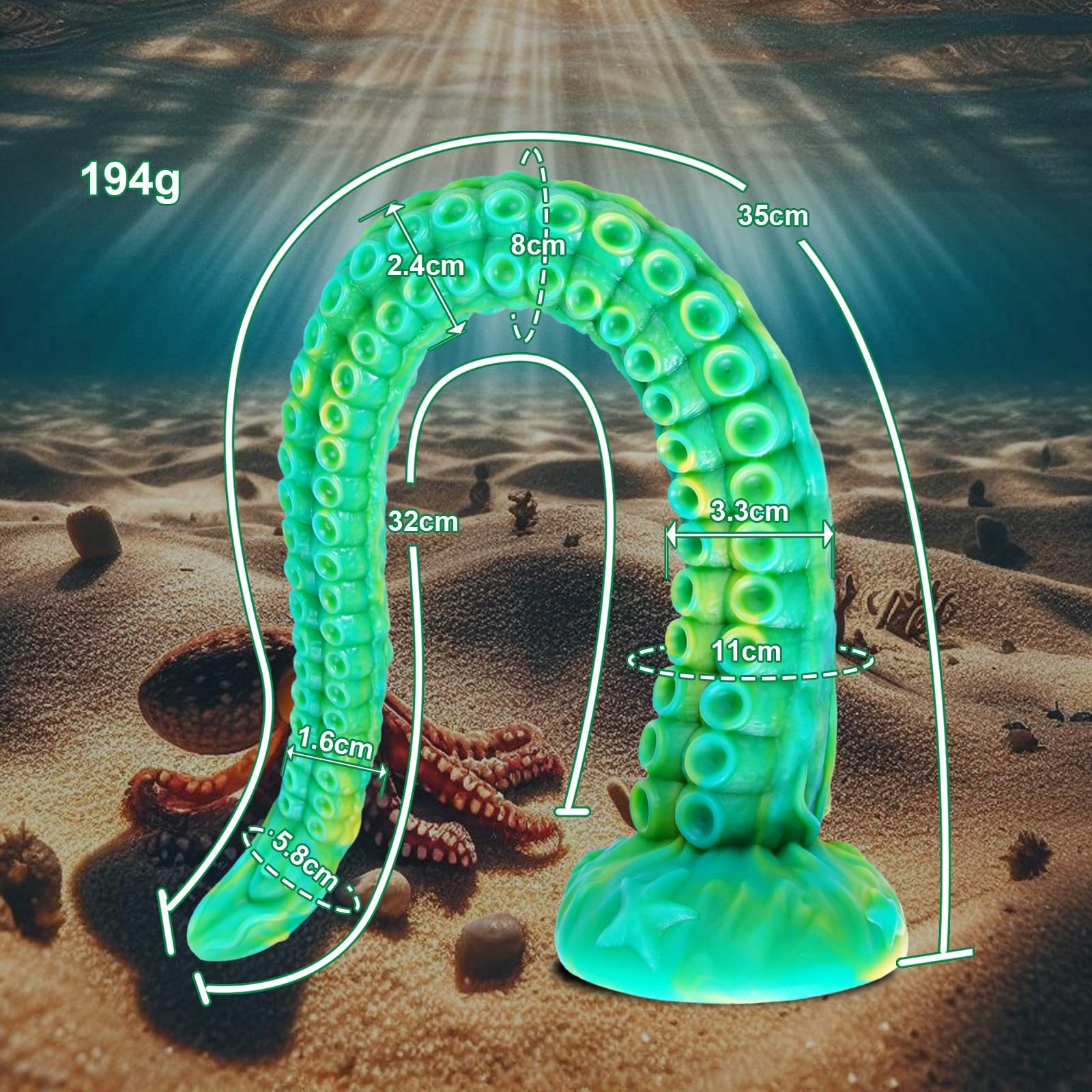 TENTACLE Dildo Silikonowy 35 cm Z Przyssawką Do Masażu Prostaty I Analu — miniatura 7