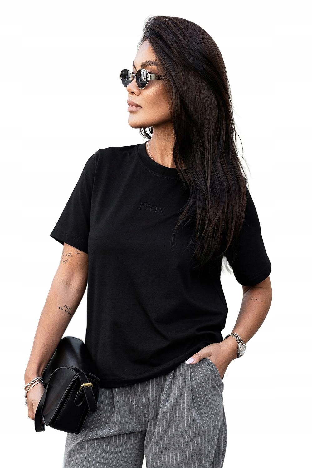 Klasické Bavlněné Tričko S Výšivkou Lex Černá