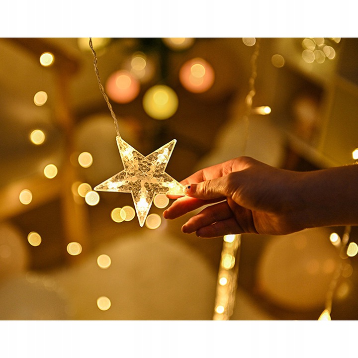LAMPKI CHOINKOWE GWIAZDKI KURTYNA ŚWIETLNA LED ZEWNĘTRZNE PROGRAMY OKNO Marka Sternhoff