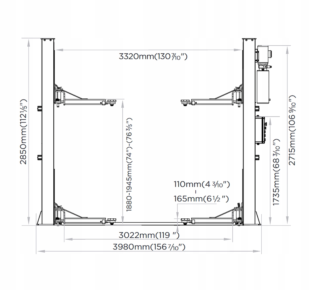 Podnośnik Dwukolumnowy Automat do Busów BUS 5T Redats L-280 Liczba kolumn 2