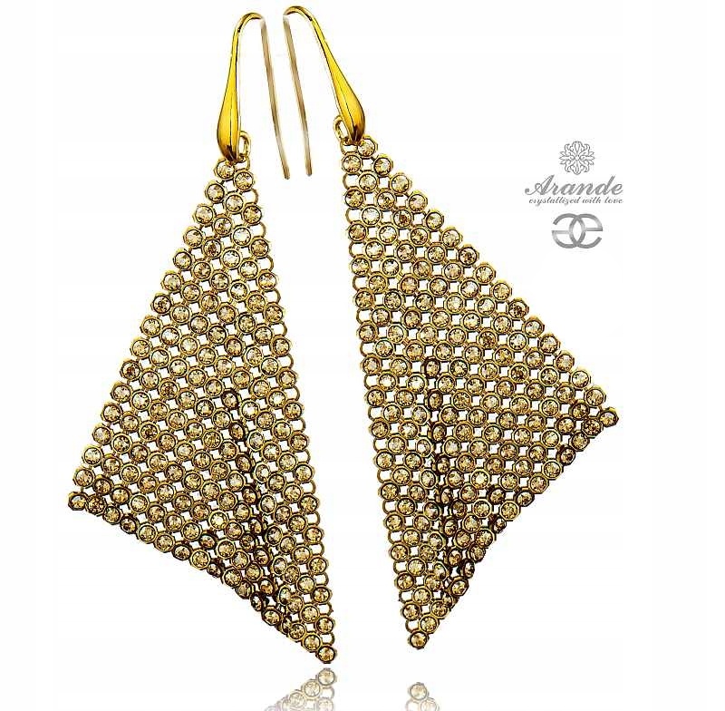 Křišťálové Náušnice Gold Mesh Zlaté Stříbro Arande
