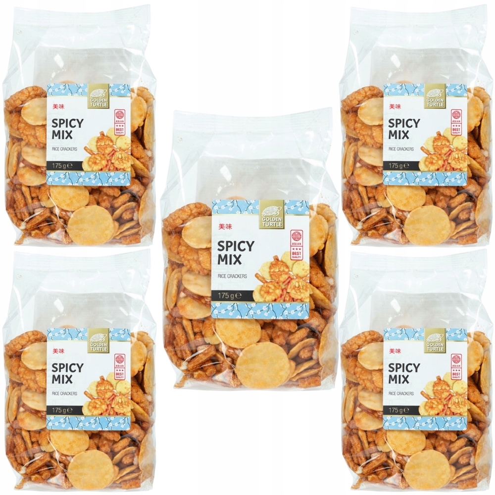 Levně 5 x Asijské Pikantní Krekry Kukuřičné a Rýžové MIX Ostrá příchuť 175 g