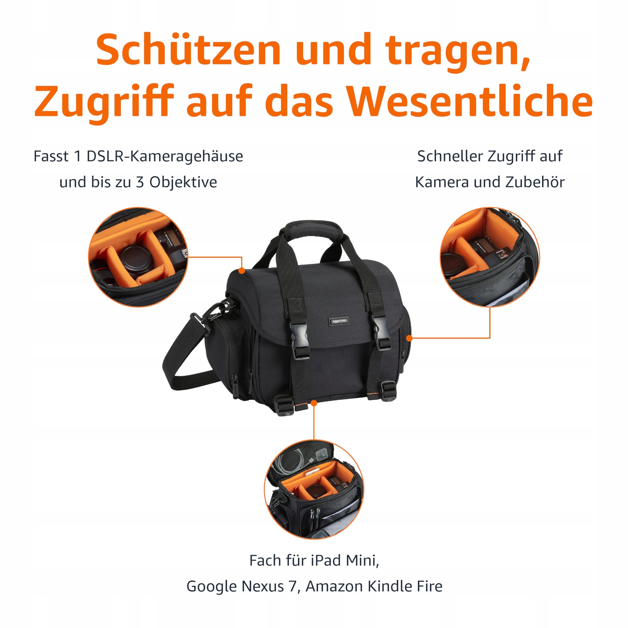 AMAZON BASICS Torba Na Lustrzankę I Akcesoria Duża Wodoodporna Czarna — miniatura 2