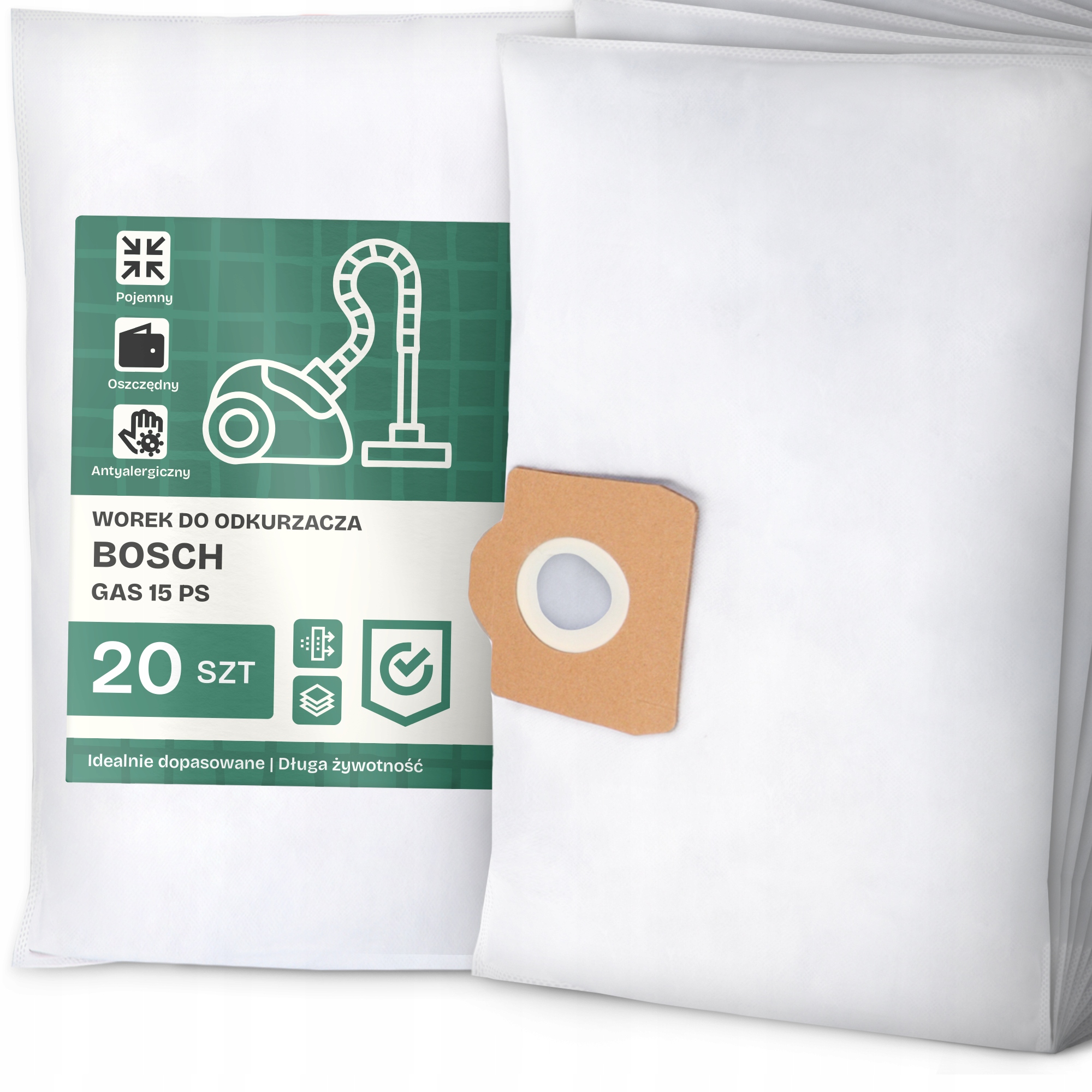 20 x Sáček do Vysavače Bosch Gas 15 Ps Syntetický Textilní Prostorný Sáčky