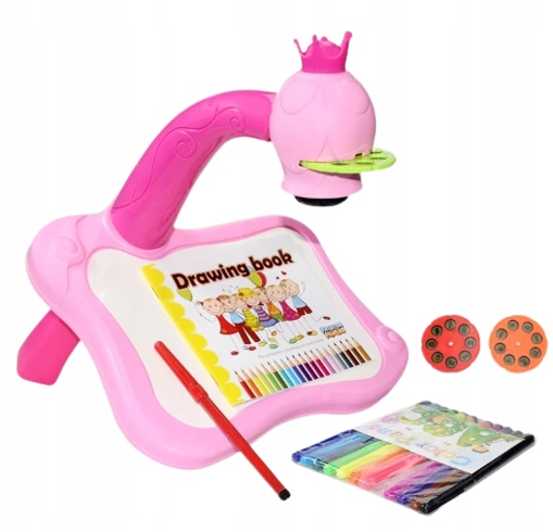 PROJEKTOR MAGICZNY STOLIK DO MALOWANIA Z TABLICĄ PROJEKTOREM RZUTNIK SLAJDY Wiek dziecka 3 lata +