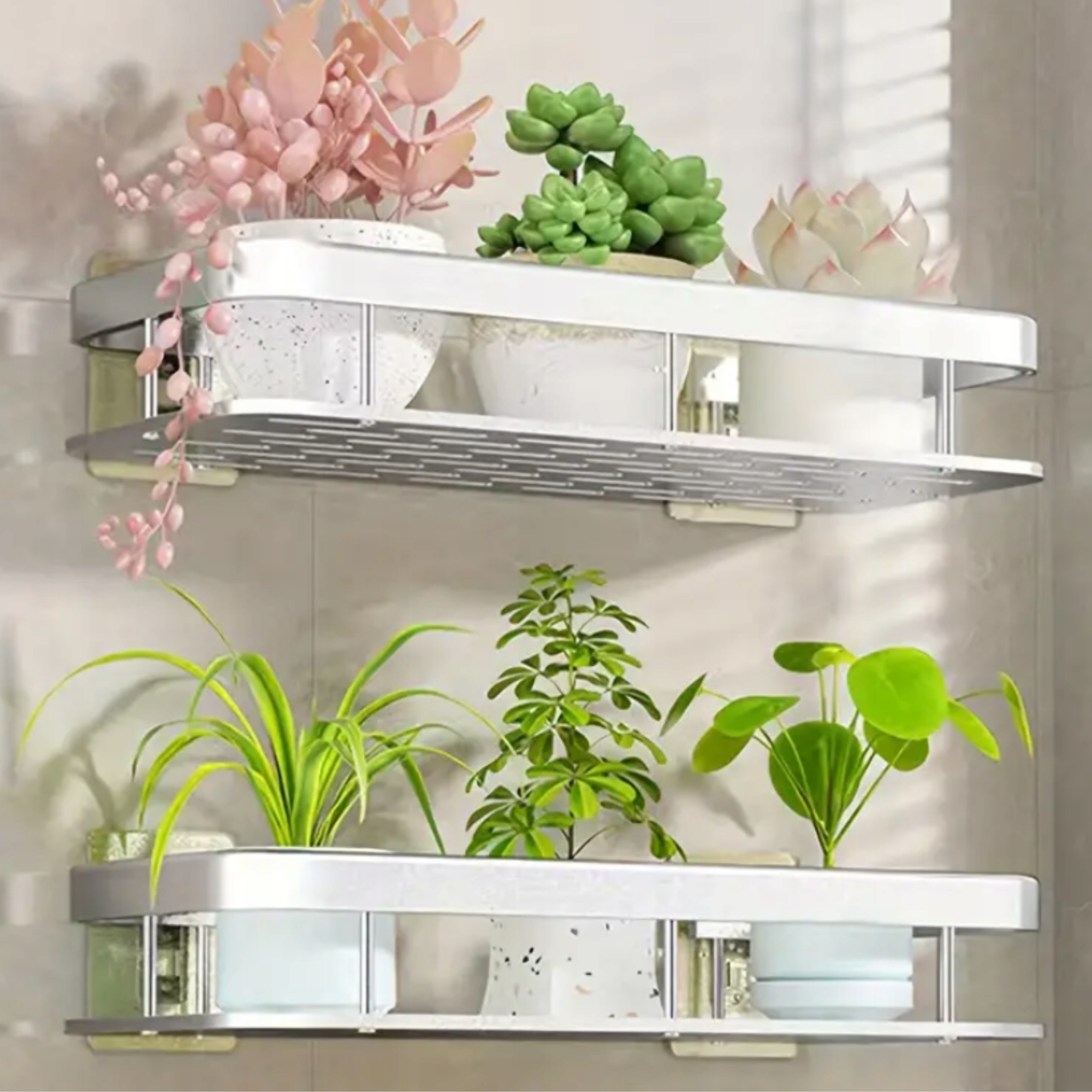 2 SZT PÓŁKA WISZĄCA SAMOPRZYLEPNA LOFT ŚCIENNA ŁAZIENKOWA POD PRYSZNIC Szerokość mebla 30 cm