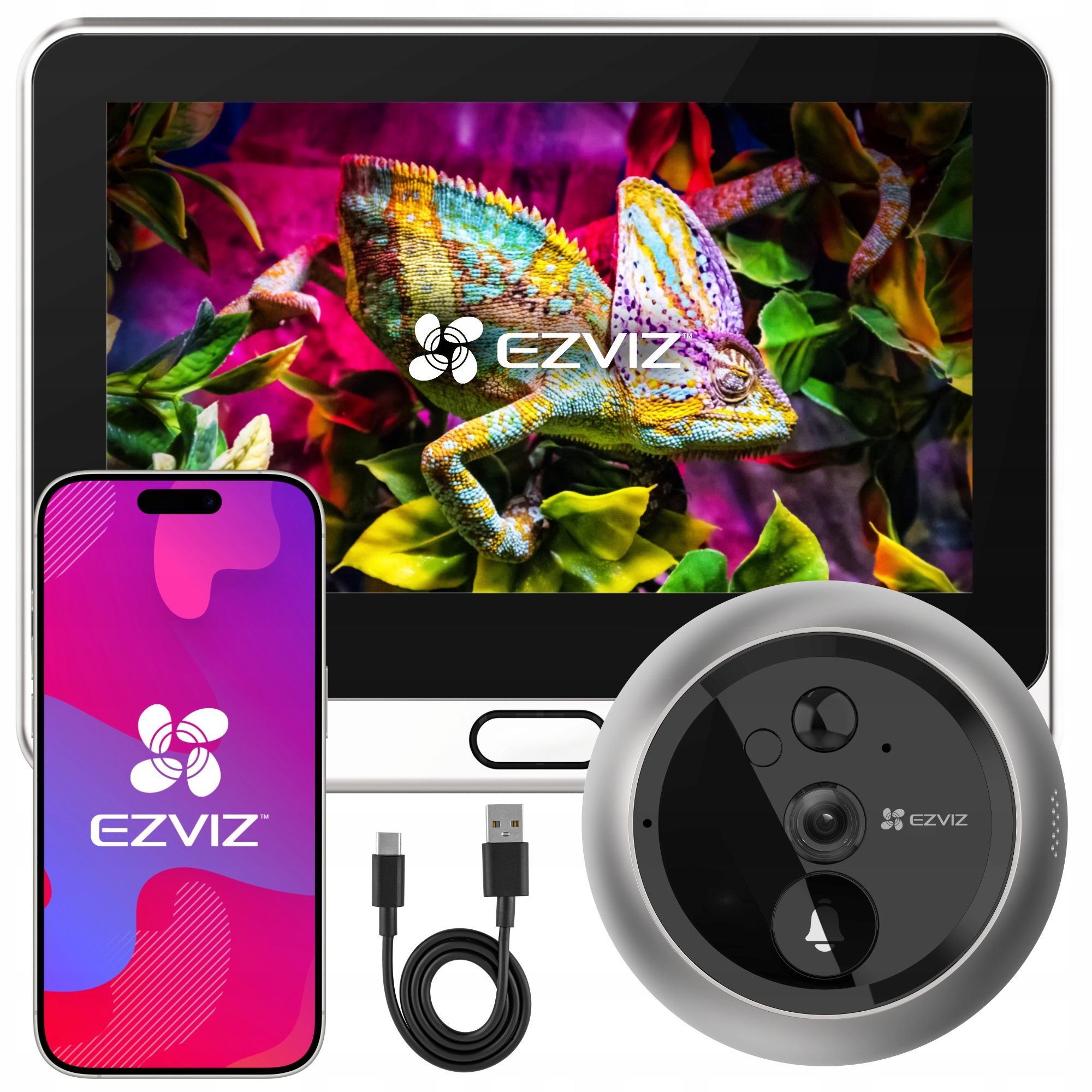 Wizjer Elektroniczny Do Drzwi Judasz CS-DP2 2K 3MPX Panel Dotykowy Ekran