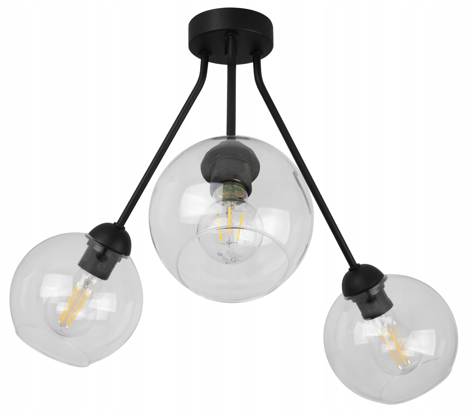 Závěsné Stropní Svítidlo Lustr Trojitý Skleněné Kuličky Loft Moderní