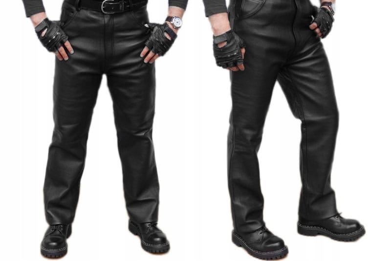 Spodnie Motocyklowe Skórzane Czarne 46