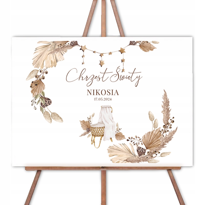

Plakat Powitalny dekoracja sali Chrzest Boho