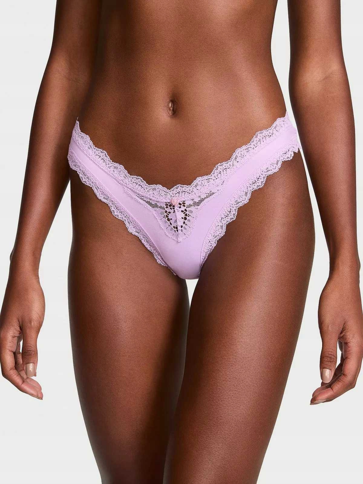 Victoria's Secret dámské brazilky Lace-Trim fialový L