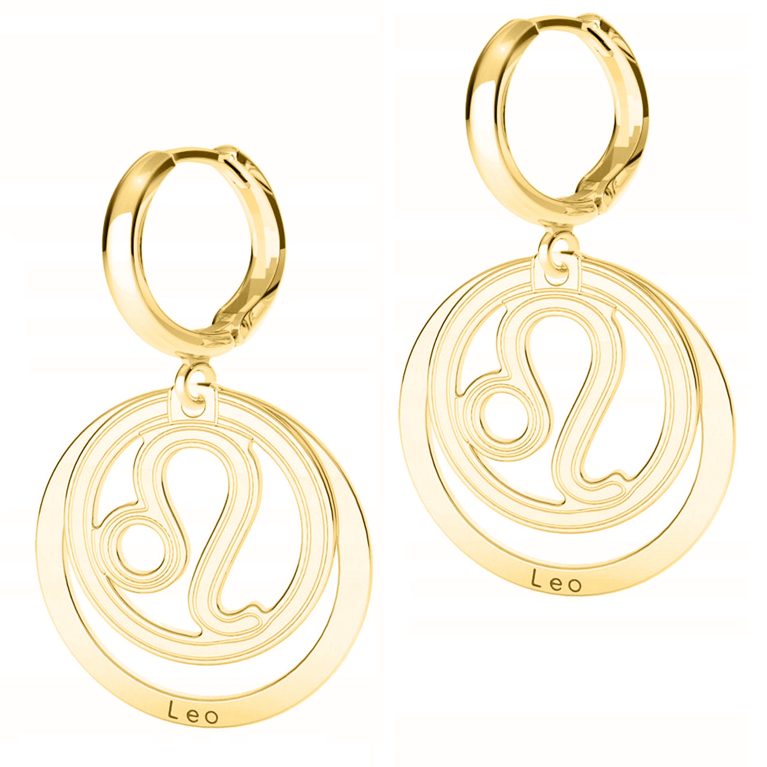 Zlaté Náušnice Znamení zvěrokruhu Lev se znamením lva Leo Stříbro 925