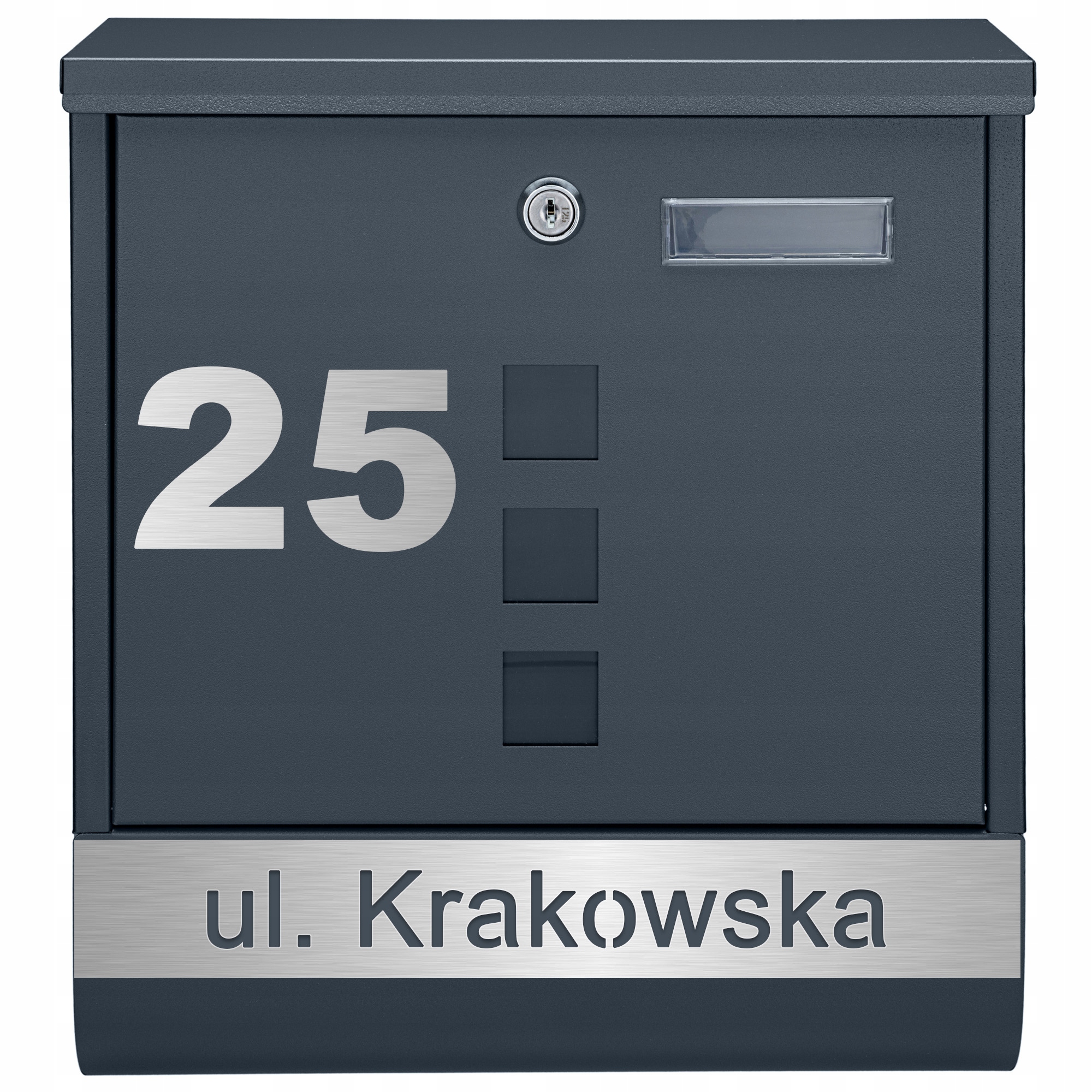 Poštovní Schránka Na Poštovní Dopisy Antracit Laminát Nápis Adresa Ulice Číslo