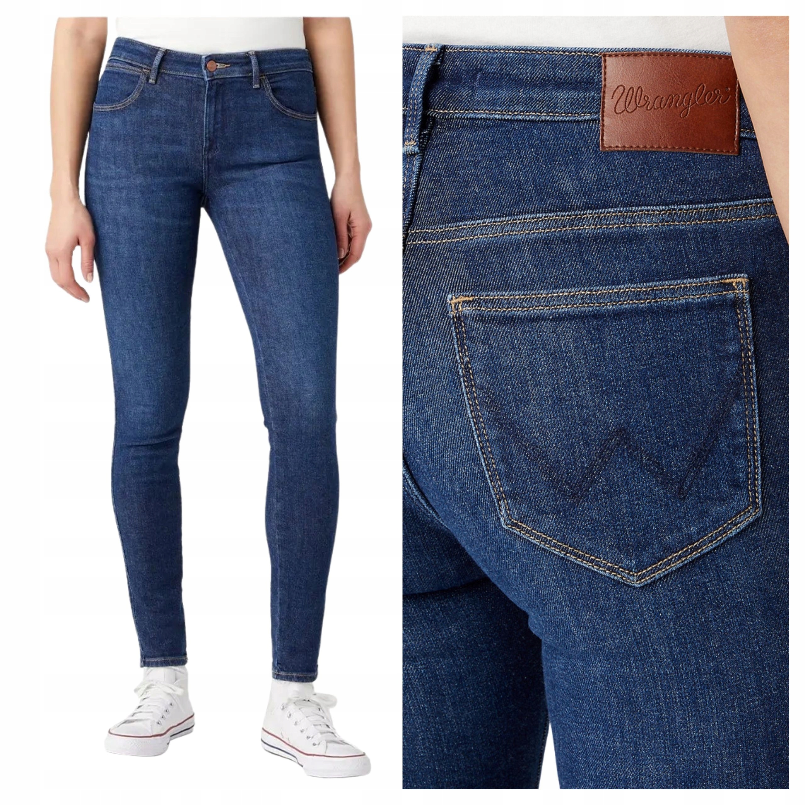Dámské kalhoty Wrangler Skinny Dora Tmavě modré Džíny Úzké Nohavice W28 L30