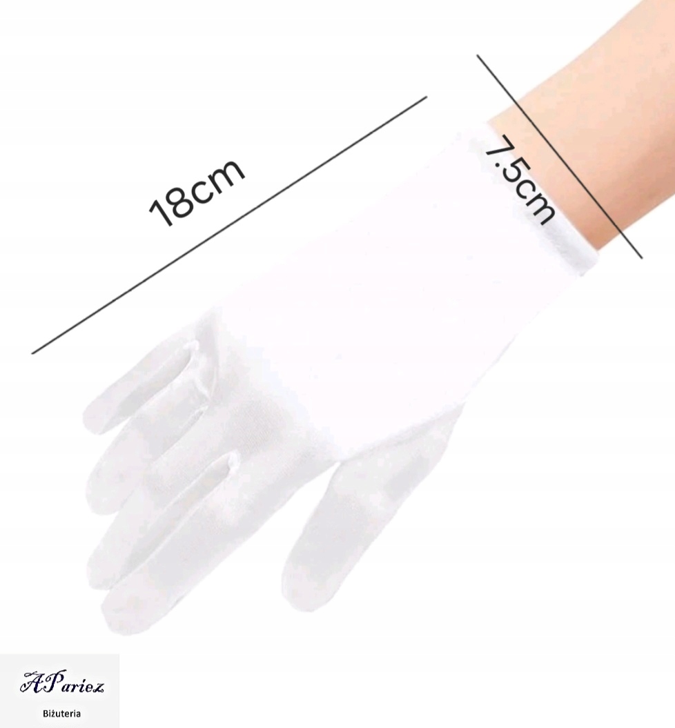 Do0009 Rękawiczki komunijne proste białe 8-12lat Rodzaj pięciopalczaste