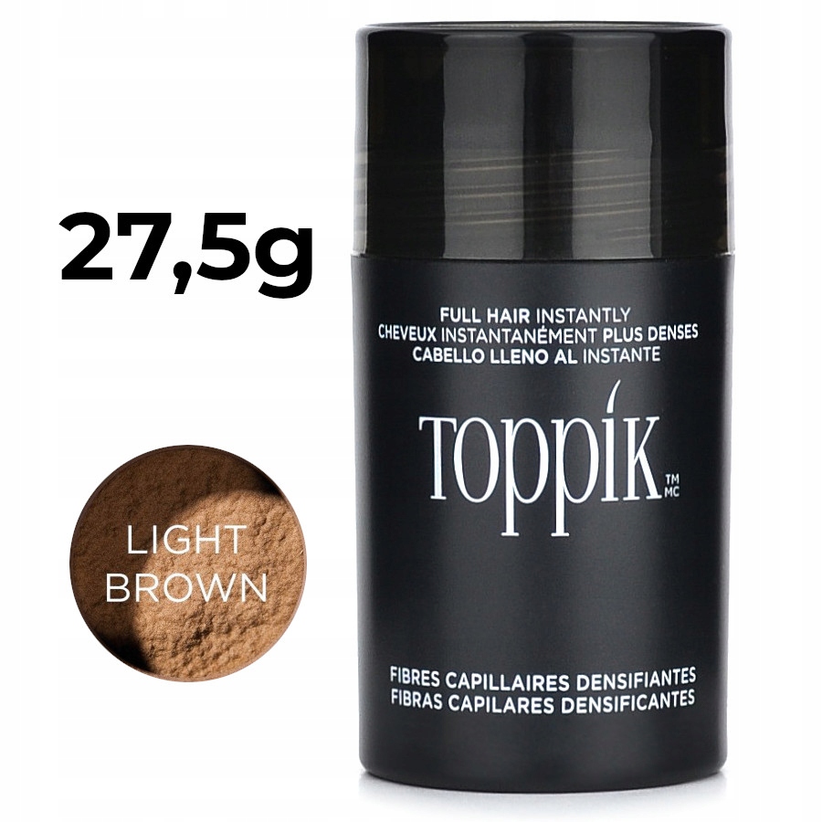 100% Oryginalne Włókna keratynowe Toppik 27,5g Light Brown jasny brąz włosy