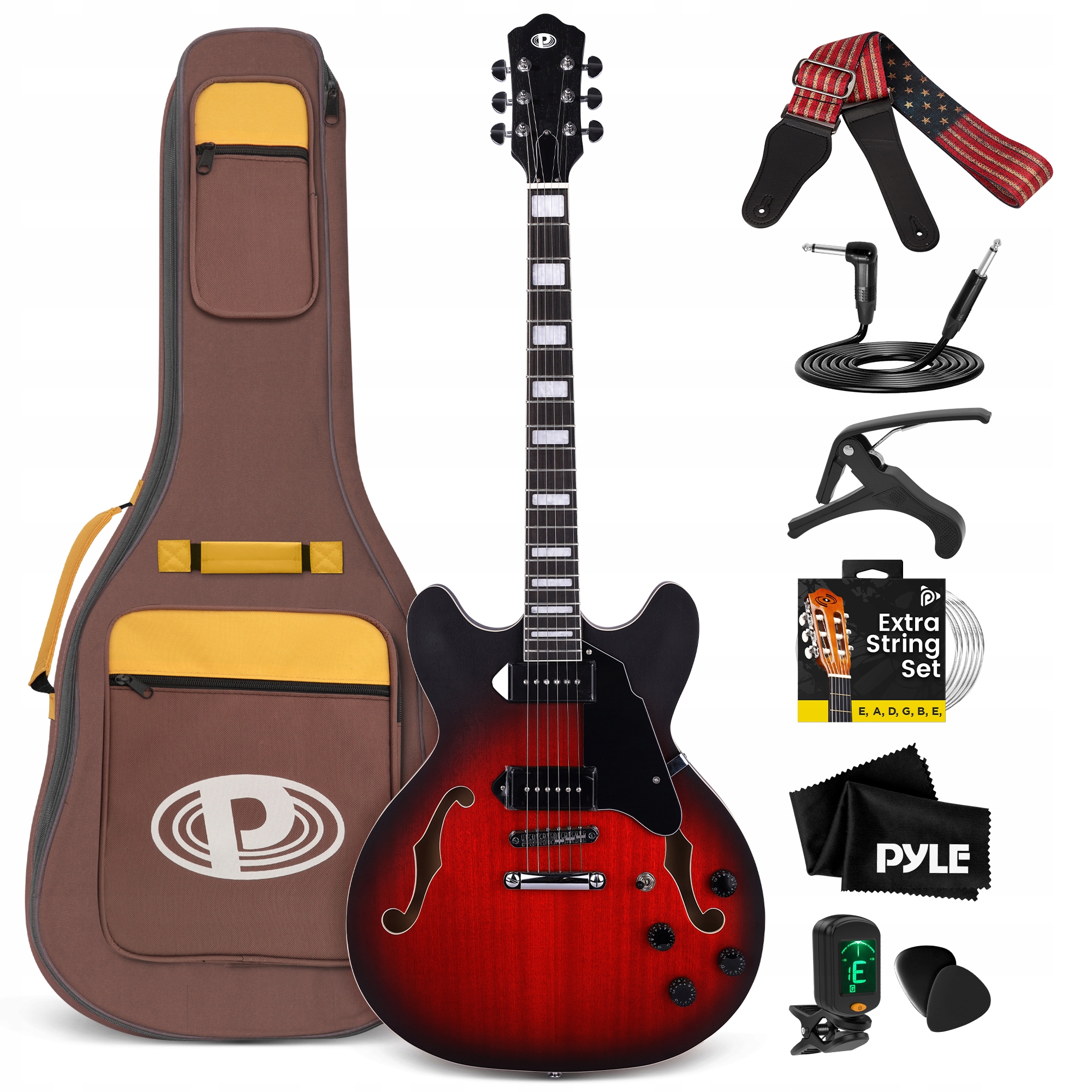 Elektrická Jazzová Kytara 6 Strun Pro Praváky – Kompletní Sada Pyle