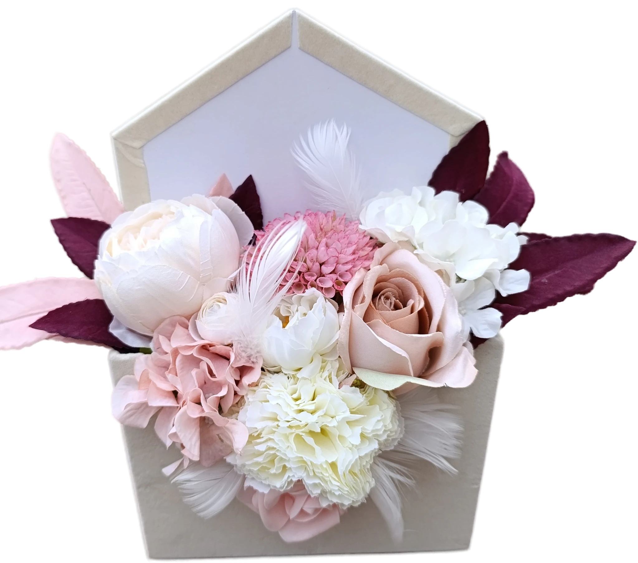 Flower Box Velká Kytice Umělé Květiny Růže Dárek S Věnováním Flowerbox