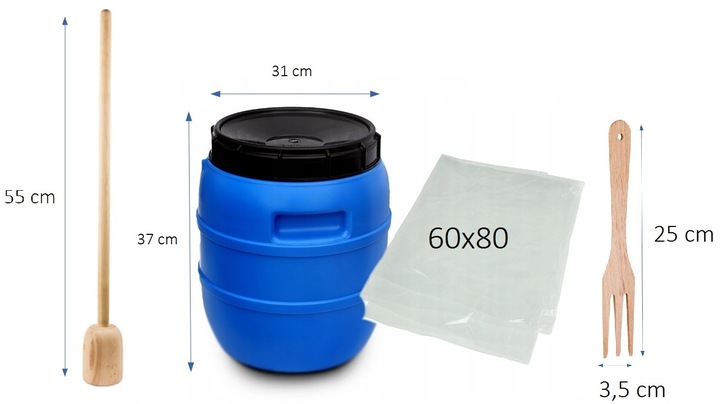 ZESTAW DO KISZENIA KAPUSTY BECZKA 20L ubijak worek SOLIDNA ATEST EAN (GTIN) 6911933160850