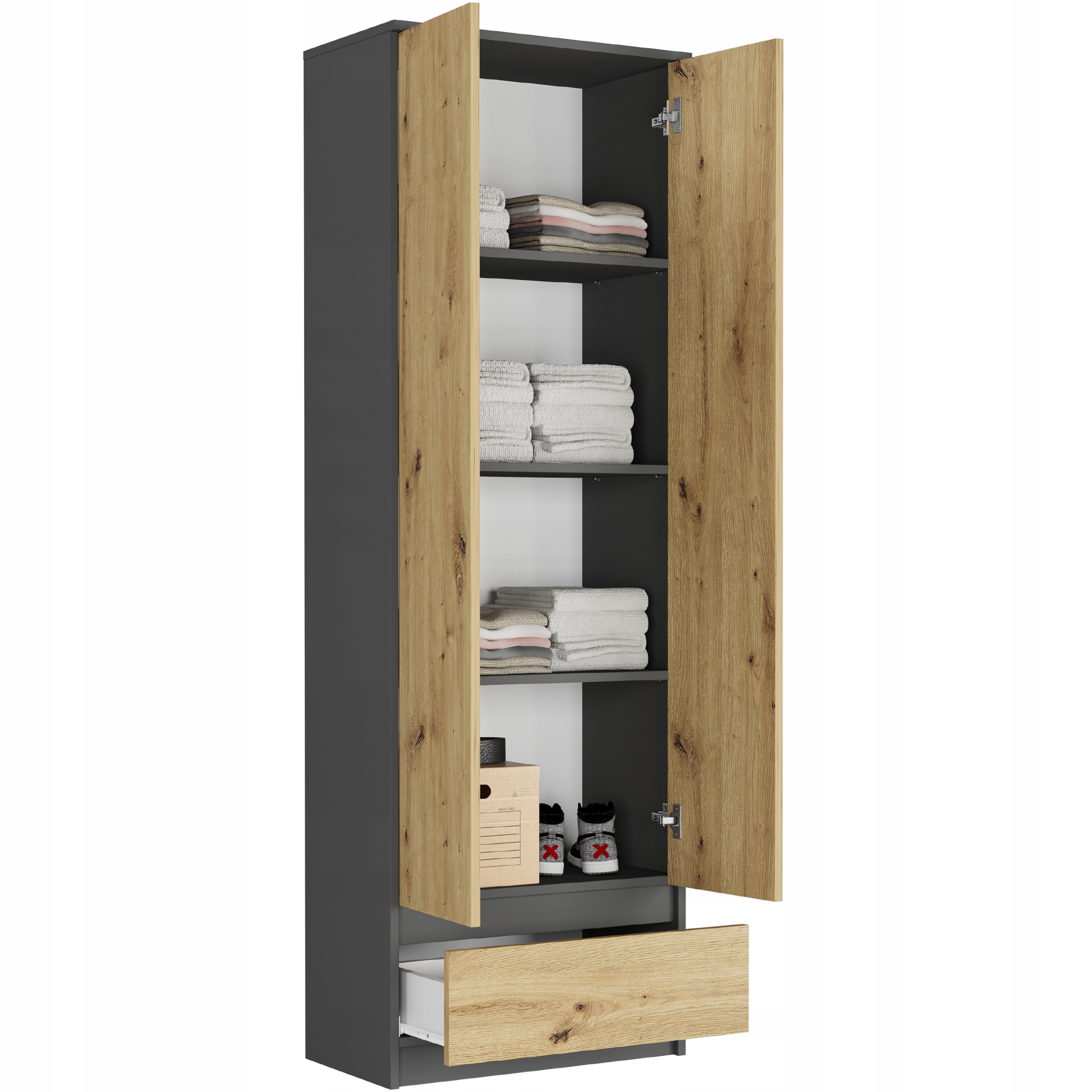 Szafa regał biurowy książki 60cm B-4 ANTRACYT MIX ARTISAN