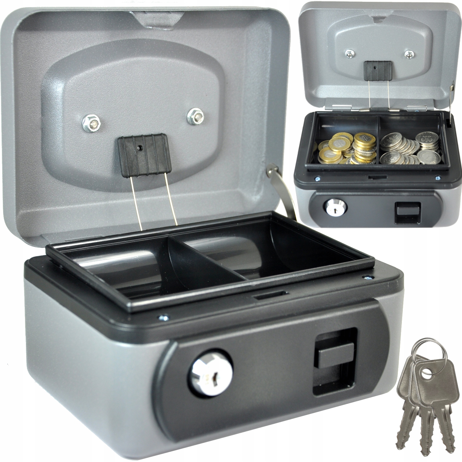 KASETKA METALOWA NA PIENIĄDZE EXCLUSIVE - automatyczne otwieranie dźwignią! Marka Handmet