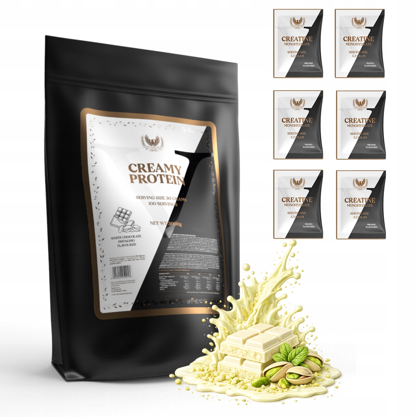 Victorious Creamy Whey Complex Bílá čokoláda – pistácie Wpc Protein 3000 g