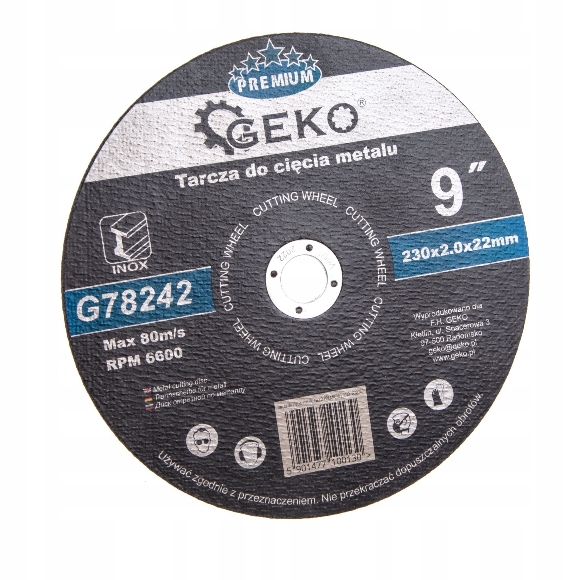

Tarcza do cięcia metalu 230mm gr. 2mm Inox Geko