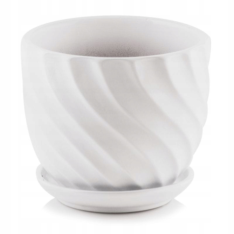 

Biała doniczka ceramiczna z podstawką 21 cm