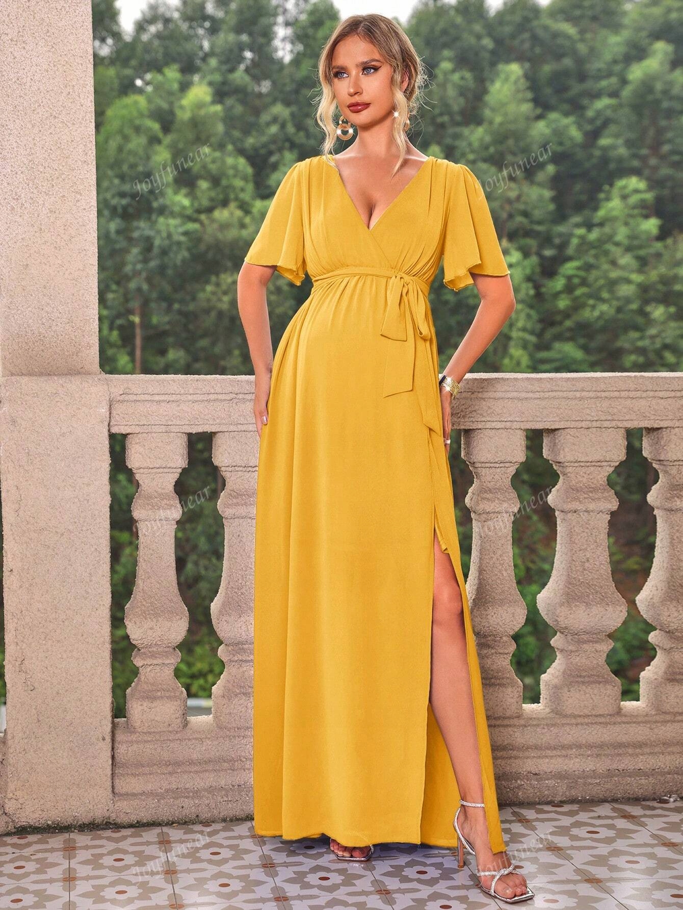 Šaty Večerní Šifonové Šaty Maxi Žluté Shein M 38