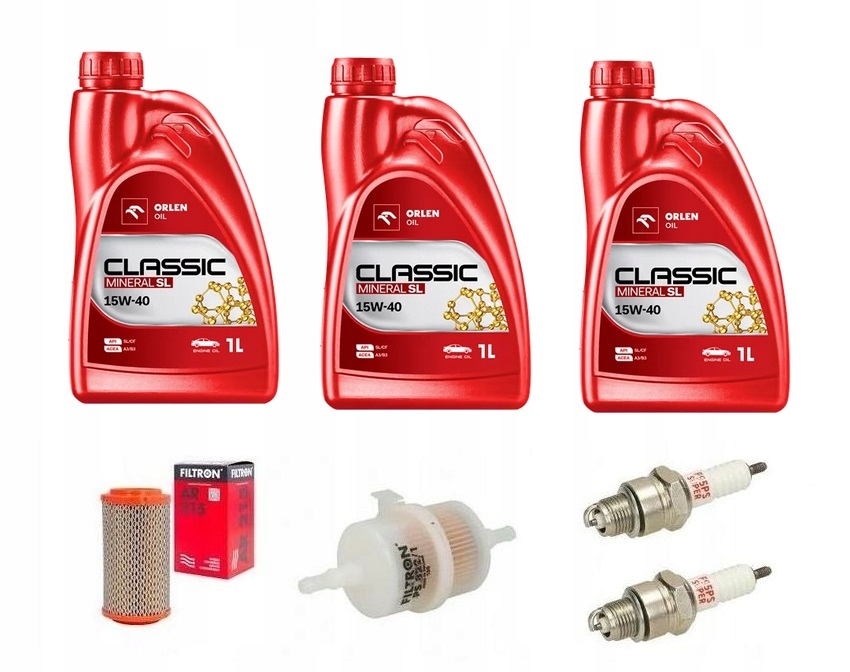 Fiat 126p Zestaw Serwisowy Olej Orlen 15W40 Filtr powietrza filtr paliwa