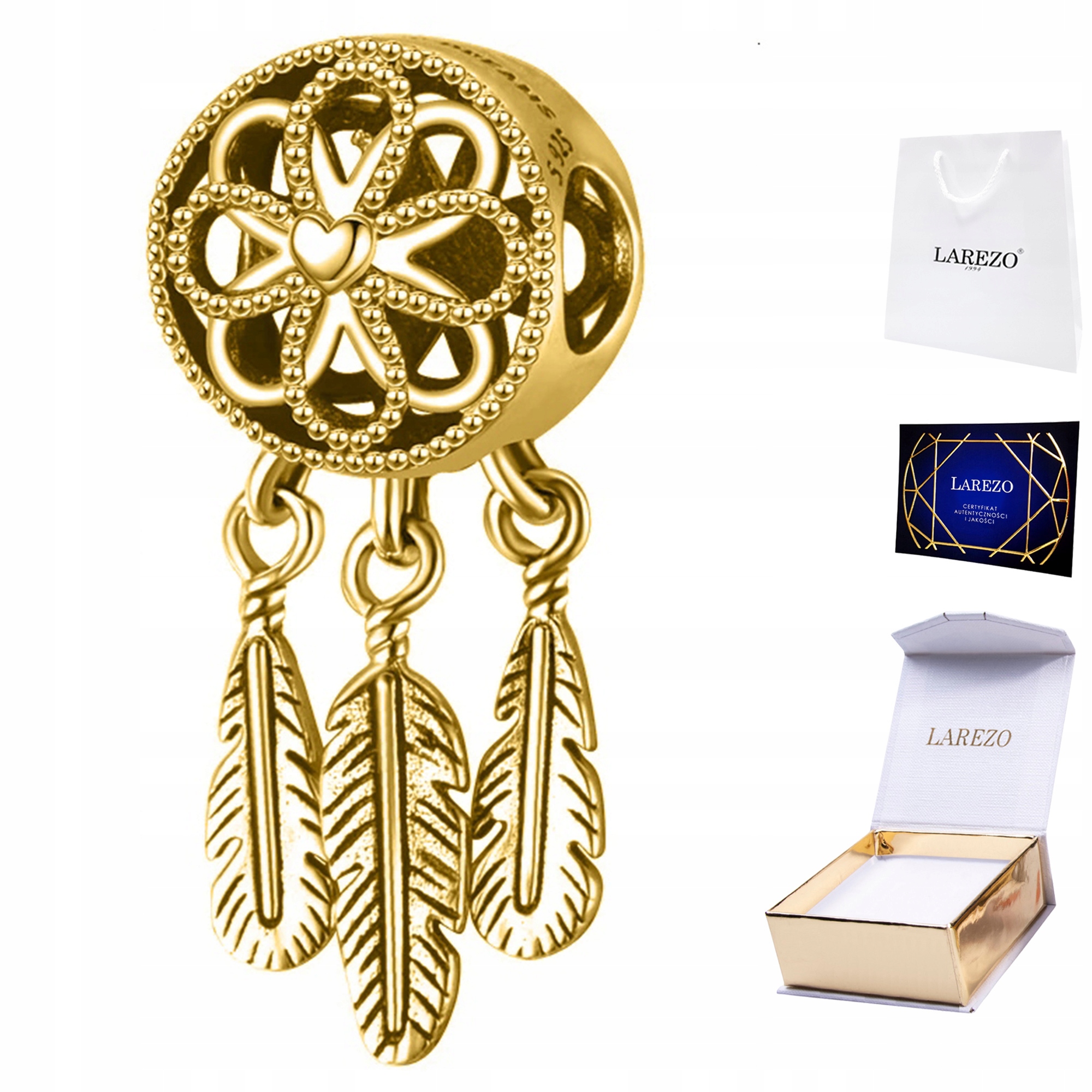 

Charms złoty Łapacz Snów srebro 925 zawieszka