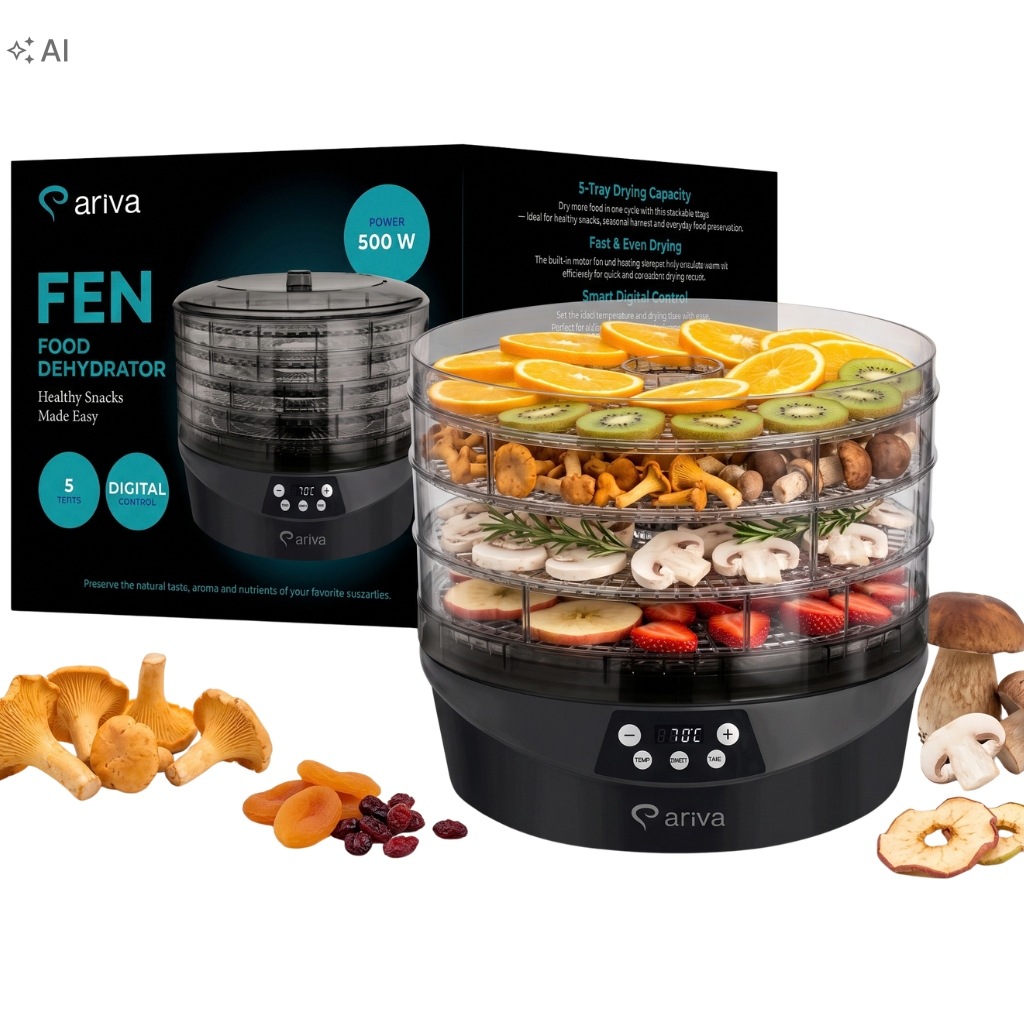 Sušička na houby a ovoce velká Ø34 cm Ariva Fen 500W 5 Tac XXL Timer