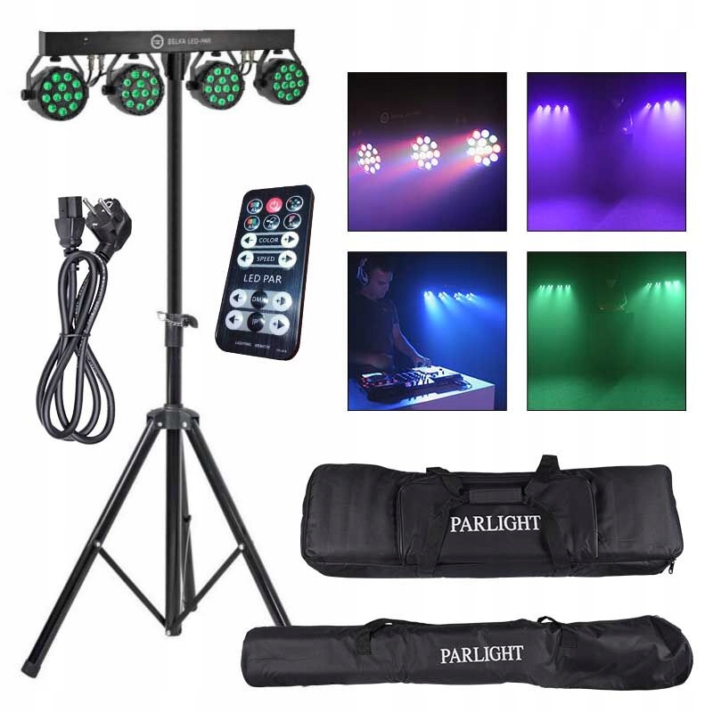 Światło Dyskotekowe Statyw Oświetleniowy 4X Par Reflektor Led DMX Pilot