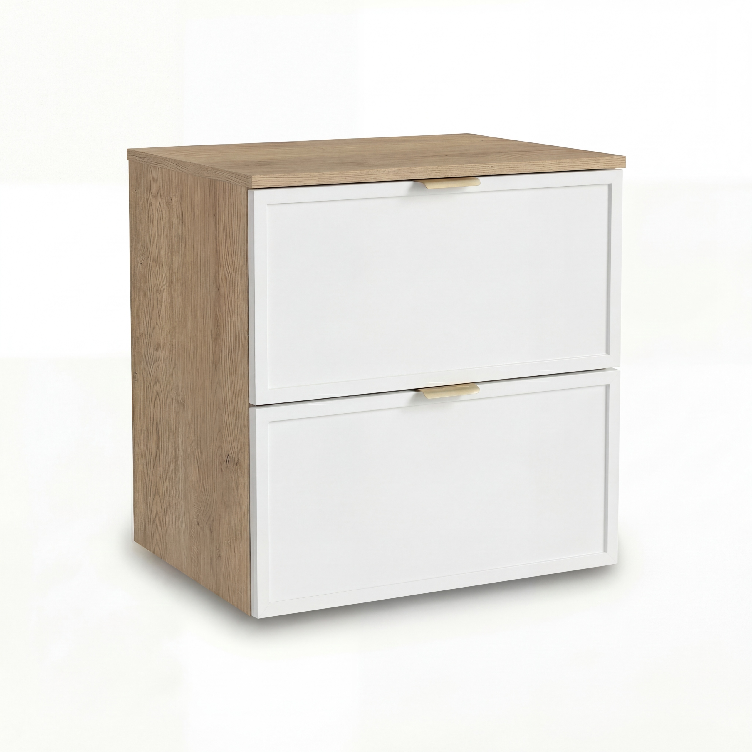 Skříňka pod umyvadlo 60 cm 2 zásuvky Bílá/Dub Cremona Roma