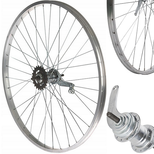 Koło tylne aluminiowe Torpedo 20", piasta Velostell Favorit kmpl