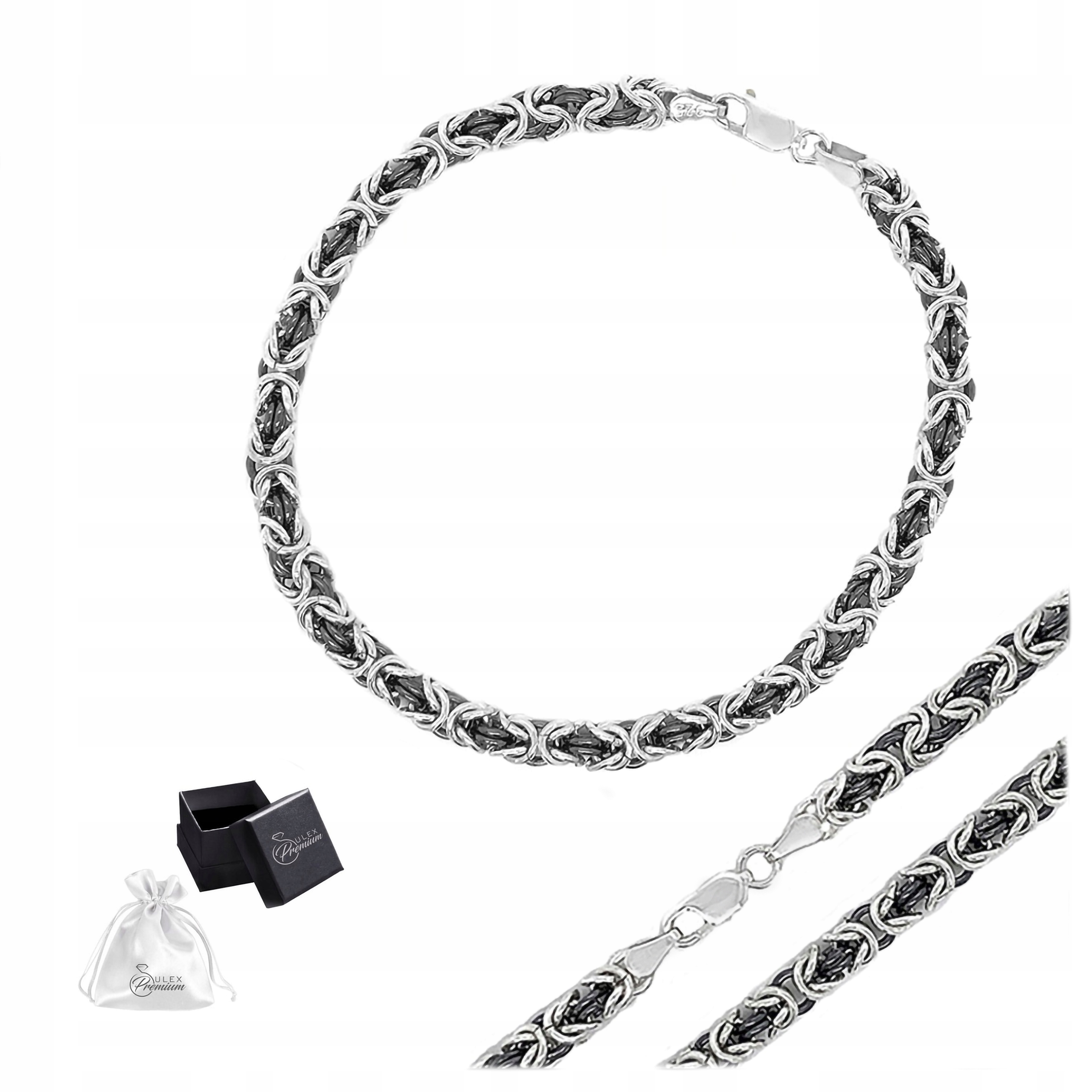 Byzantský náramek Stříbro 925 Královská vazba jako Dárek 19 cm x 4,5 mm