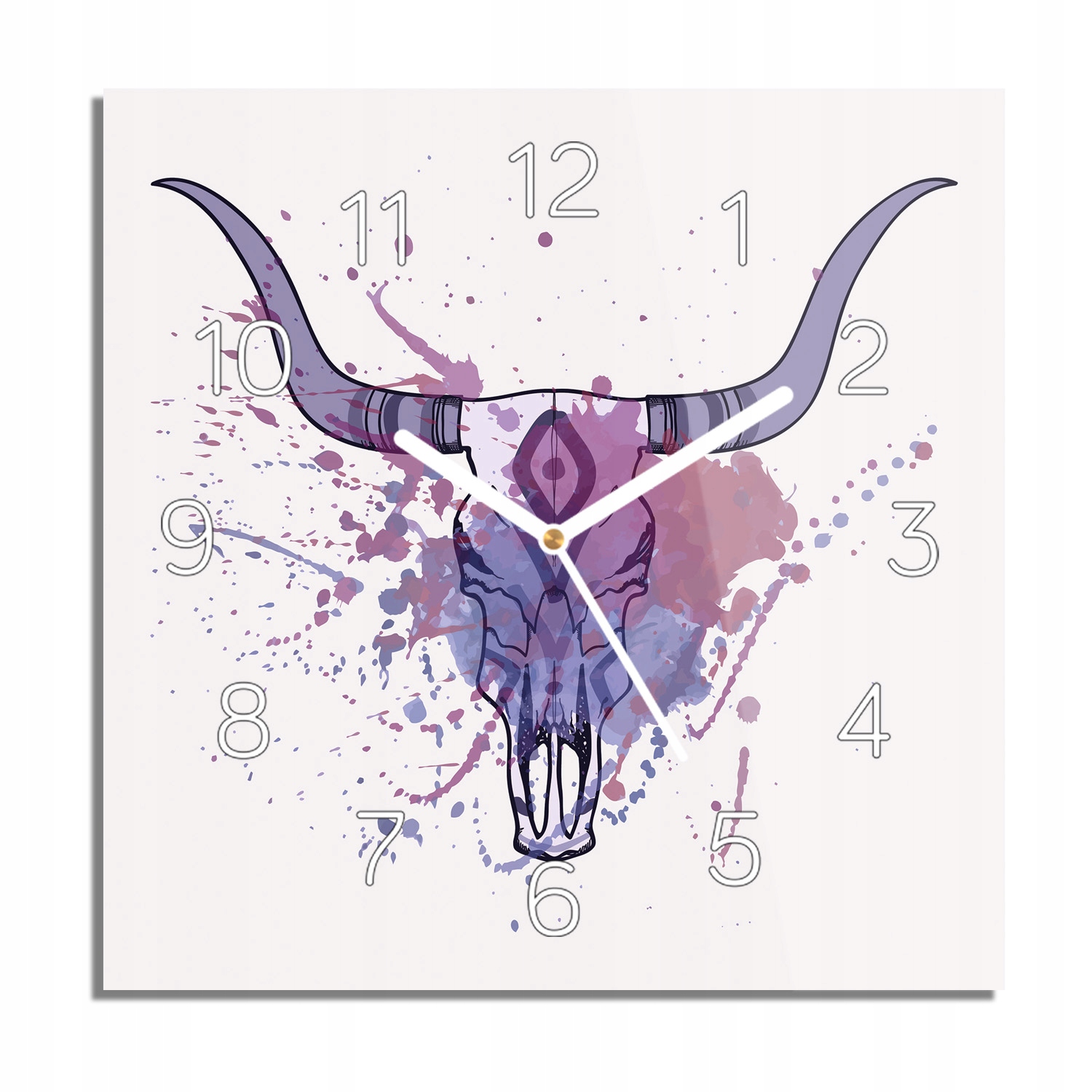 

Czaszka byk grafika zegar na szkle na ścianę 30x30