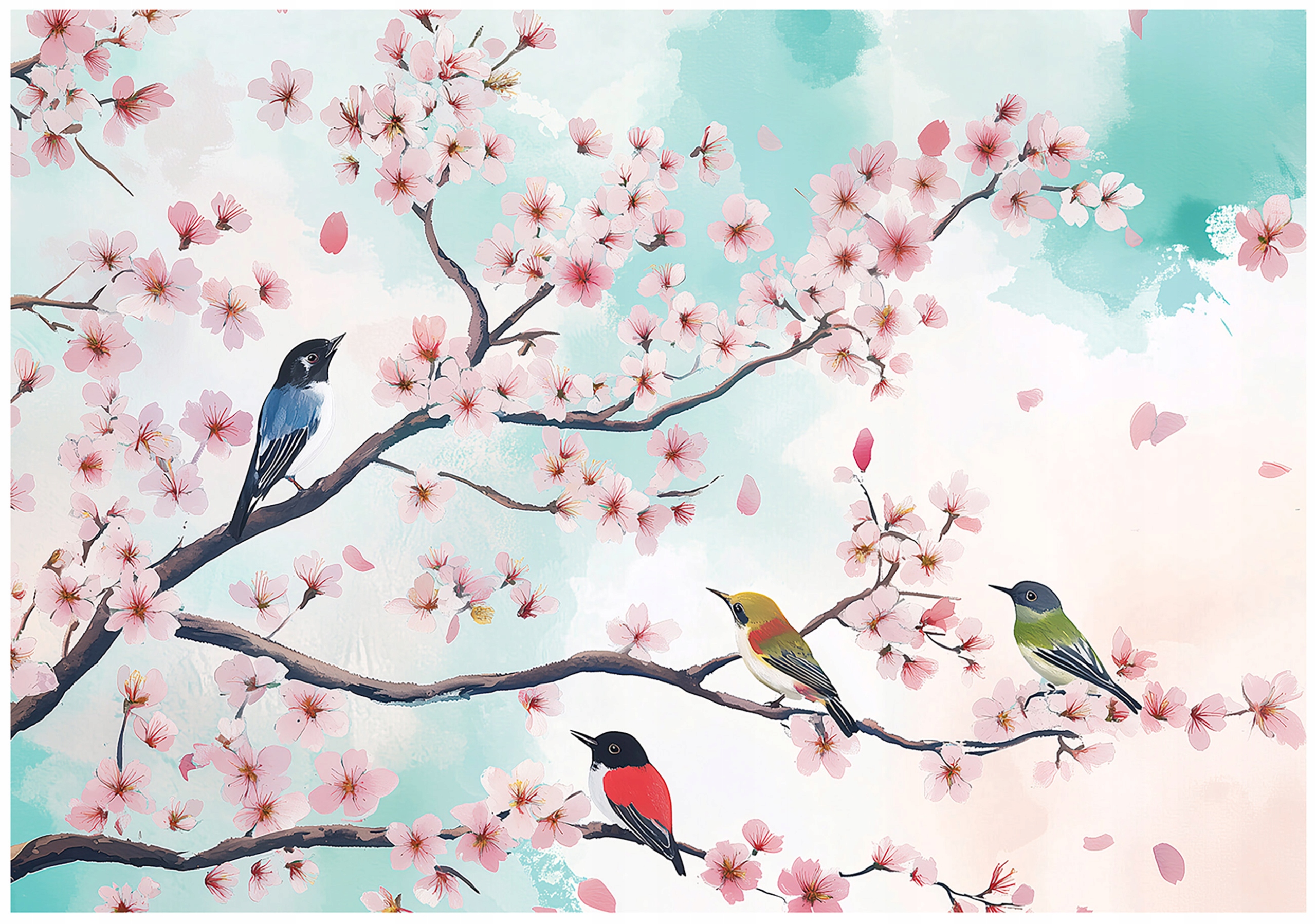 Fototapeta Japonská Zahrada Ptáci Tapeta Do Předsíně Obývacího Pokoje Kanceláře 150x105