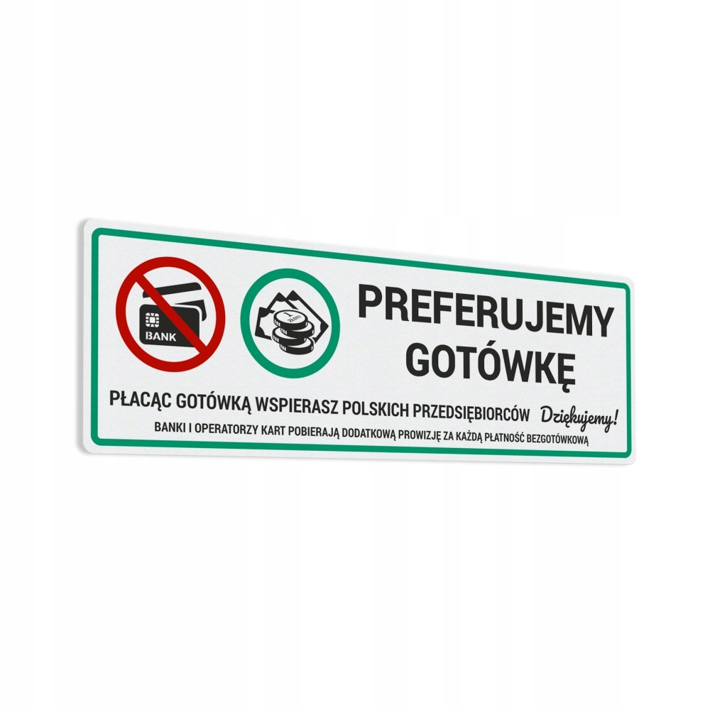 

Naklejka Preferujemy Gotówkę 10x30