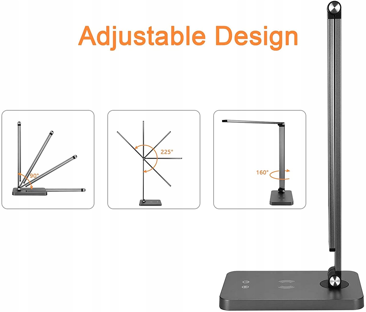 LAMPKA BIURKOWA LED USB BEZPRZEWODOWE ŁADOWANIE Długość/wysokość 30 cm