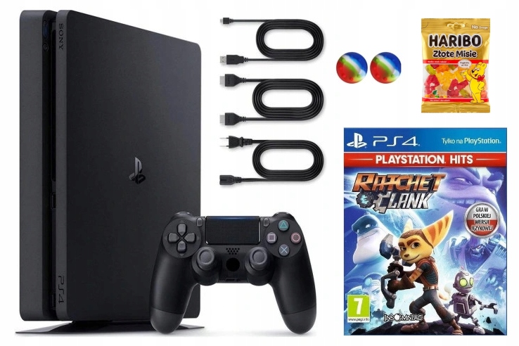 Konsola Sony PlayStation 4 PS4 Slim 1TB pad okablowanie